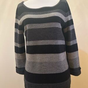 rag & bone Black and Gray Striped Sweater